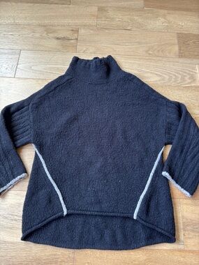 Moth anthropologie oversized mock neck sweater black womens XS